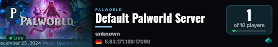 Default Palworld Server live status badge