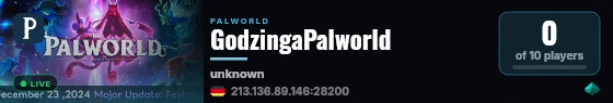 GodzingaPalworld live status badge