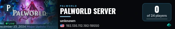 PALWORLD SERVER live status badge