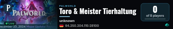 Toro & Meister Tierhaltung live status badge
