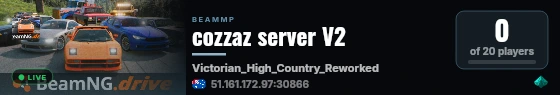 cozzaz server V2 live status badge