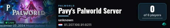 Pavy's Palworld Server live status badge