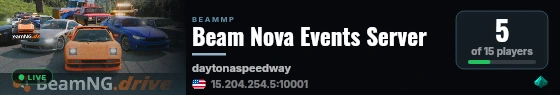Beam Nova Events Server live status badge