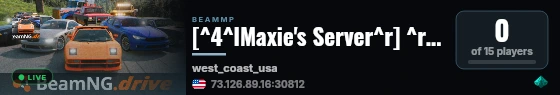 [^4^lMaxie's Server^r] ^rFord ^r🦊^b^n^lCrown Victoria!^r🦊 live status badge