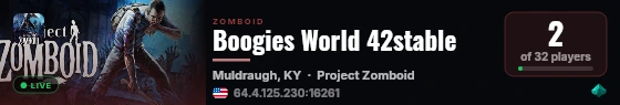 Boogies World 42stable live status badge