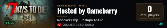 Hosted by Gamebarry live status badge