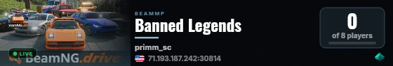 Banned Legends live status badge