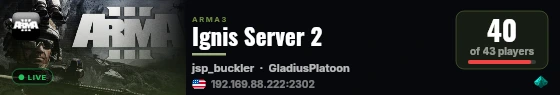 Ignis Server 2 live status badge
