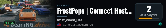 FrostPops | Connect Hosting live status badge