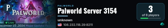 Palworld Server 3154 live status badge