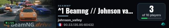 ^1 Beamng // Johnson valley //^4 5 voiture^1// Necrew live status badge