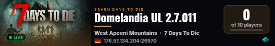 Domelandia UL 2.7.011 live status badge