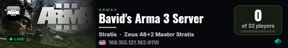 Bavid's Arma 3 Server live status badge