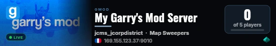 My Garry's Mod Server live status badge
