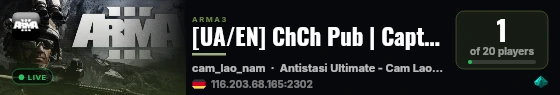 [UA/EN] ChCh Pub | Capture the Officer on Altis live status badge