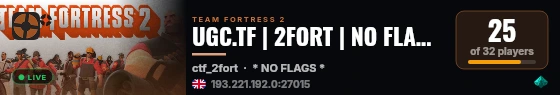 UGC.TF | 2FORT | NO FLAGS+ | EU live status badge