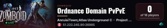 Ordnance Domain PvPvE live status badge