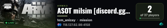 ASOT milsim [discord.gg/asot] - Secondary Auxiliary live status badge