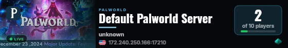 Default Palworld Server live status badge