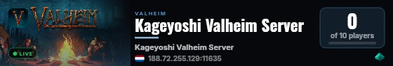 Kageyoshi Valheim Server live status badge