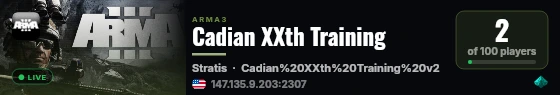 Cadian XXth Training live status badge