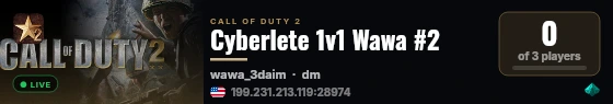 Cyberlete 1v1 Wawa #2 live status badge