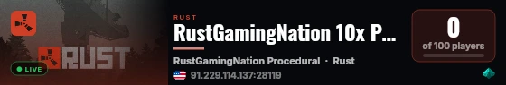 RustGamingNation 10x PvE [Events|Purge|Zombies|SkillTree] live status badge
