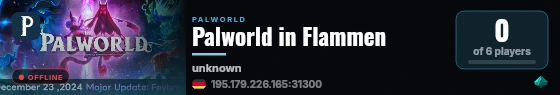 Palworld in Flammen live status badge