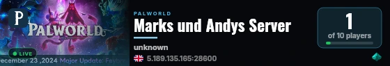 Marks und Andys Server live status badge