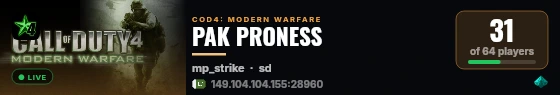 PAK PRONESS live status badge